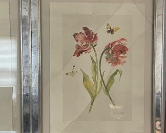 45	$180 	
Two Anabel Fairfax botanical with bees print - one glass broken prints framed by Throwbridge 27x26		