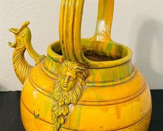 46	$250 	
Italian pottery yellow/green glazed wine urn with bacchus	