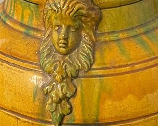 46	$250 	
Italian pottery yellow/green glazed wine urn with bacchus	