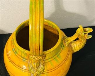 46	$250 	
Italian pottery yellow/green glazed wine urn with bacchus	
