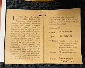 49	$750 	
African Zulu water basket - Laurentia Dlamini 11x13		