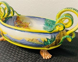 52	$150 	
Italian pottery handpainted centerpiece - not old -17x6	