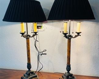 60	$200 	
Pair of metal lamps tall with black shade 36T	