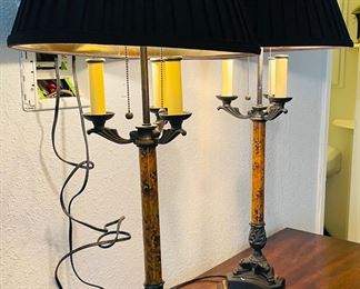 60	$200 	
Pair of metal lamps tall with black shade 36T	