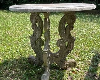 78	- $595 - Outdoor teak set, Bench, coffee tablem 1 armchair, 2 ottoman & 1 side table 
