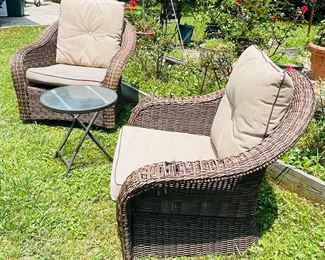 79	$295 	
Set of 2 all weather wicker brown swivel chairs 	