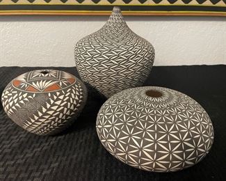 5A	$375 	
Victorino E 2011, Indian Art pottery Acoma vase. Graphic B/W"	
5B 	$295
Victorino E 2011, Indian Art pottery Acoma vase
5C	$295 
Victorino E 2011, Indian Art pottery Acoma vase
