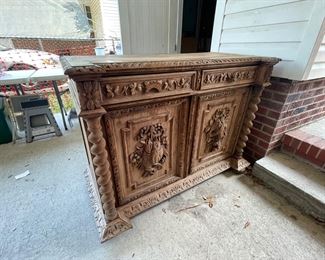 92	$550 	Oak Belgian hunting sideboard stripped 50x24 1/2x38	