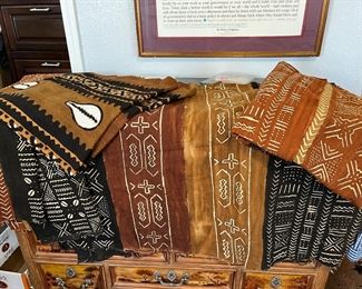 84	$50 EACH 	African fabric textile Blue & Brown	