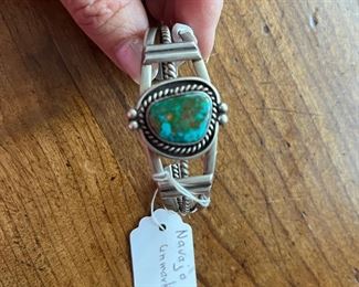 $150 - Sterling Navajo bracelet - Real good quality turquoise 
