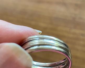 $850 - 14kt white gold trio band all attached with heart diamond 1/2 carat - Sz 6.5 (client purchased for over $2,400 a few years back)