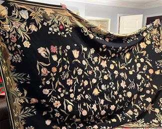 $350 large cotton, needlepoint rug, size to be verified
