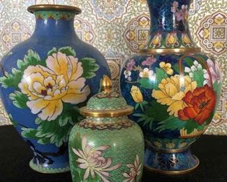 3 Cloisonne Vases