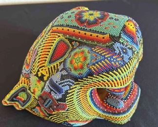 Beaded Jaguar Head Wall Hanging