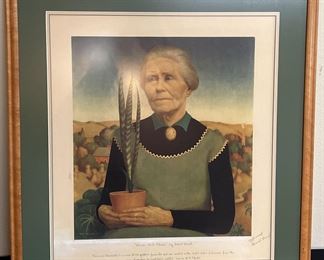 Gelatone Facsimile of Woman with Plants by Grant Wood