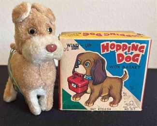 Hopping Dog With Basket Wind Up Toy and More