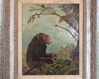 Painting Of Monkey and Chameleon