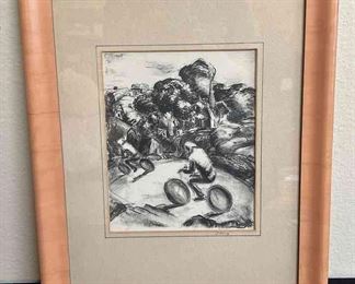 Signed Charcoal Drawing