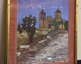 Signed Pastel Painting Of A Church