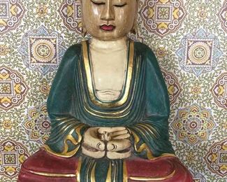 Wooden Buddha On Lotus