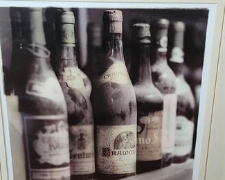Wine Bottles Matted and  Framed Art  $20
