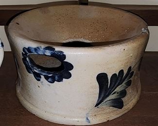 Early Decorated Stoneware Spittoon 