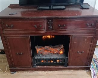 Cute Electric fireplace in vintage cabinet 