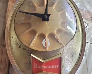 Unusual vintage Budweiser clock with light