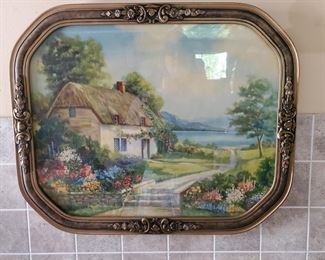 Charming Lithograph in original 1940's frame 