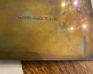 Close up of the solid silver(brass) name plate 