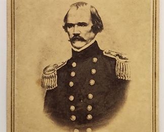 Carte de Visite portrait photo of Confederate General Albert Sidney Johnston, highest ranking American officer to ever be killed in battle. 4" x 2 3/8".