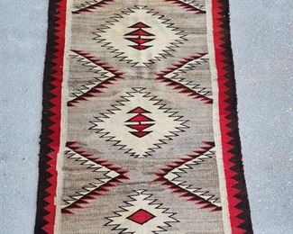 1920s/30s Navajo Red Mesa Outline Style Rug  72" x 36"