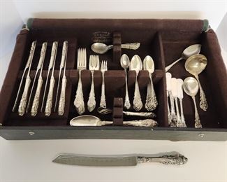 Sterling Silver Sir Christopher Flatware Set 68 Pc. A very heavy and ornate pattern, designed by William S. Warren for Wallace Silver Company in 1936. 