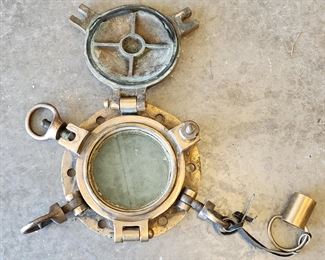 Antique solid brass ship porthole