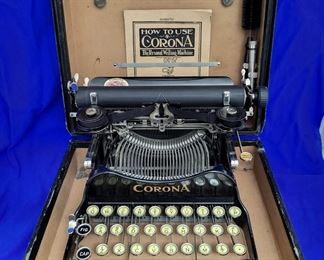 1917 CORONA #3 Folding Portable Typewriter in Case