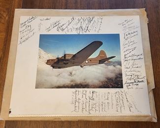 14" x 11" photograph of the 3500th B-17 Flying Fortress, completed at United Airlines Modification Center, Cheyenne, Wyoming, March 24, 1944. The photo is autographed by all the people who worked on the plane
