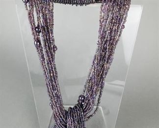Purple Beaded Knot Necklace