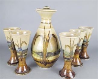 Studio Pottery Carafe & Mugs