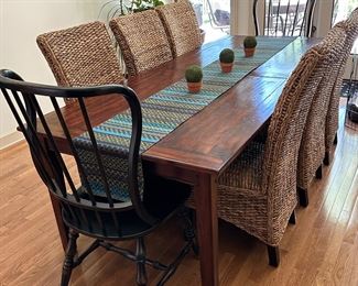 Farmhouse Dining Table, s/6 Seagrass Chairs, Hooker Windsor Chairs SOLD 