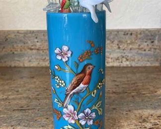 Glass (with A Couple Plastic) Drink Stir Sticks and Mid-Century Bird Glass to Hold Them!