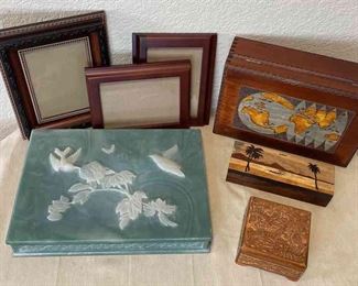 Genuine Incolay Stone Jewelry Box * Lovely Wooden Box Made In Poland * Smaller Wooden Boxes * Picture Frames