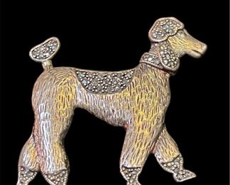 Sterling Poodle Brooch Pin