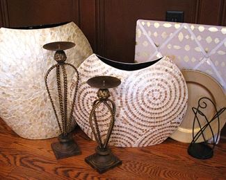 Large Impressive Mosaic Vases - Mother of Pearl