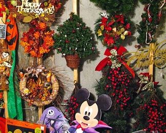 Wreaths and other Hanging Holiday Decorations