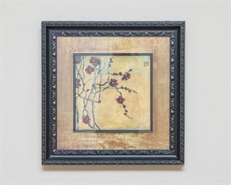 Cherry Blossom Asian Style print, matted and framed (23"l x 23" w):  $78.00