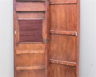 Wall Mount Jewelry case.  Mahogany wood w/beveled mirror (56"h x 17.5"w x 3"d):  $600.00