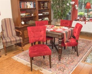Tufted Red Velvet Accent Chairs (set of 4):  $160.00