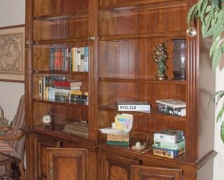 Hooker Furniture Book Case 'lighted'.  8 shelves 2 cupboards with a shelf in each (8'8" h x 6'10" w x 18"d):  $2,200.00