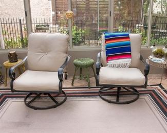 Traditions patio swivel rocker armchair w/Sunbrella cushions :  $580.00 (pr.)  Saltillo serape blanket:  $46.00