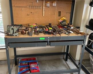 Work bench w/jaw swivel vise:  $280.00  Tools priced from $2.00 - $48.00